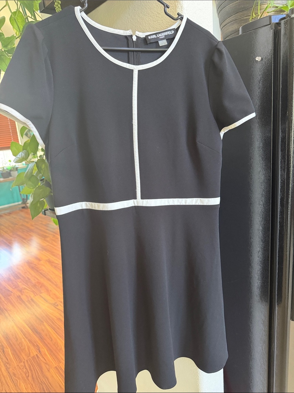 Karl Lagerfeld Black Dress with White Trim